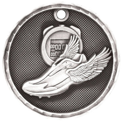 Antique Silver 2" 3D Track Medal