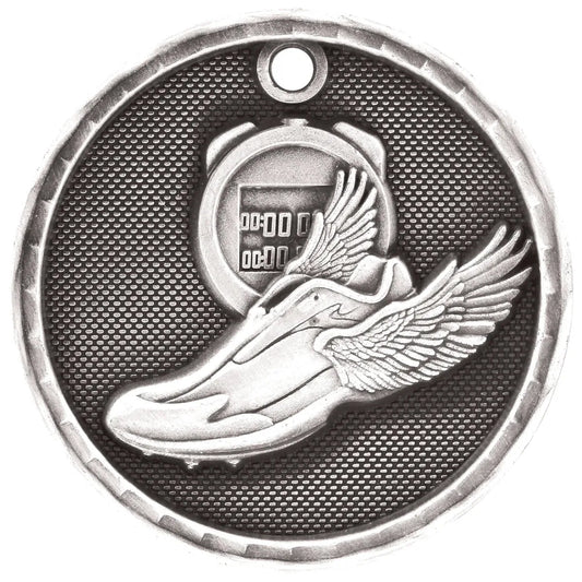 Antique Silver 2" 3D Track Medal