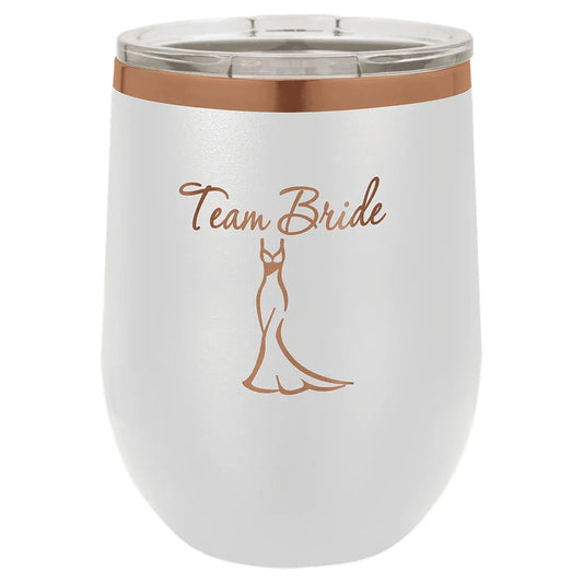 White/Rose Gold Polar Camel 12 oz. Stemless Wine Tumbler
