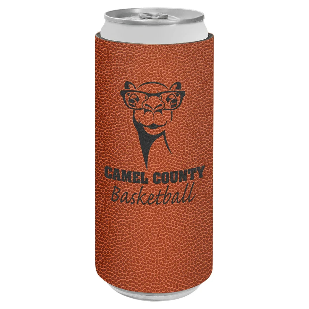 Basketball Laserable Leatherette Slim Beverage Holder