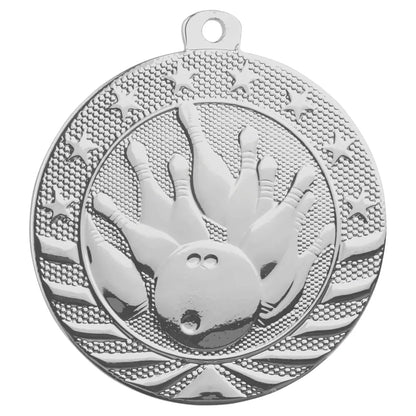 Bright Silver 2" Bowling Starbrite Medal