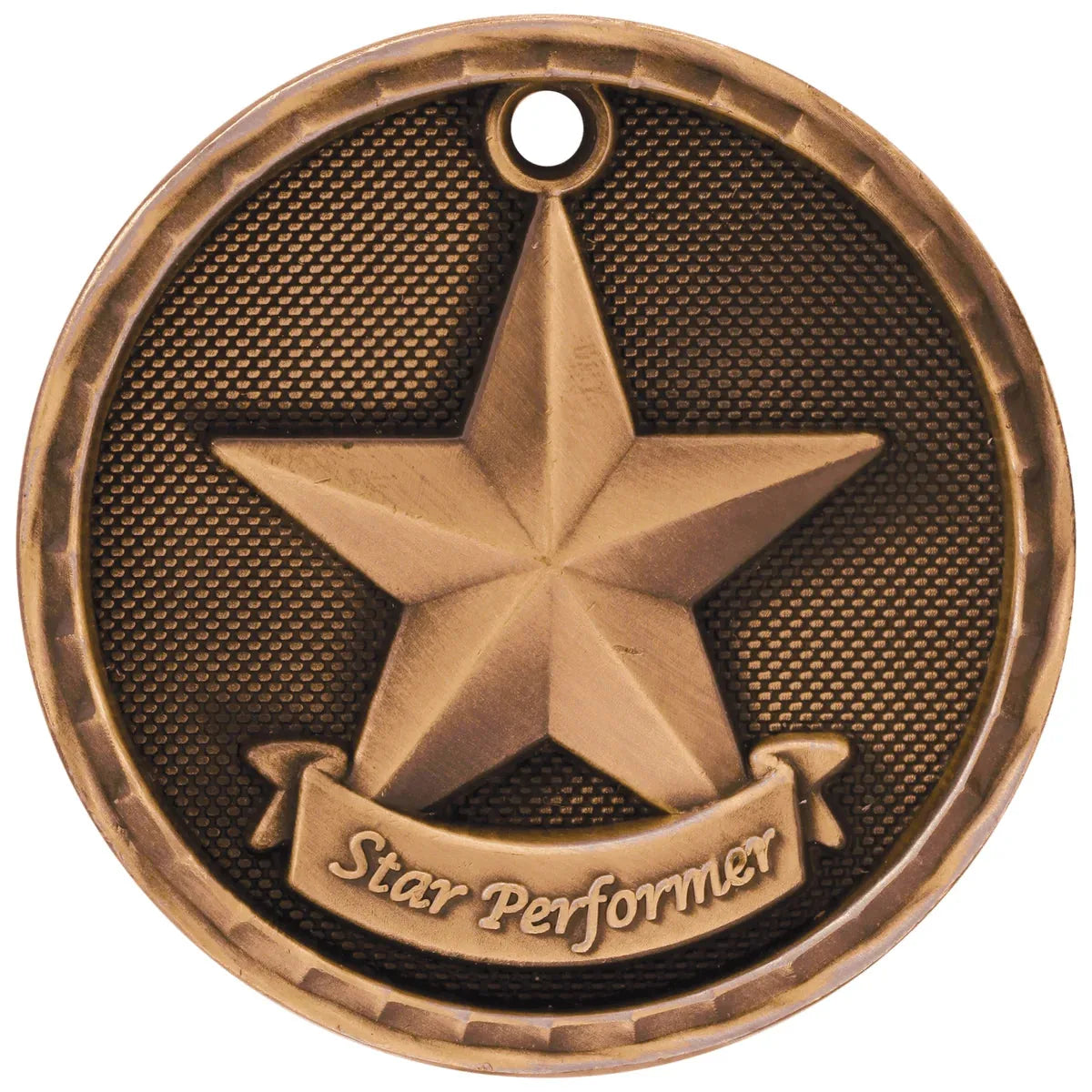 Antique Bronze 2" 3D Star Performer Medal