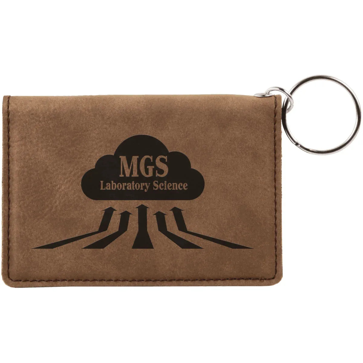 Dark Brown 4 1/4" x 3" Laserable Leatherette Keychain ID Holder