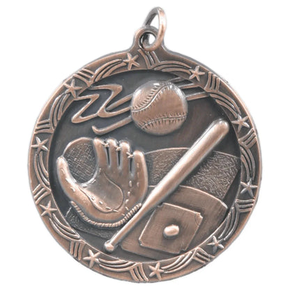 Antique Bronze 1 3/4" Baseball/Softball Shooting Star Medal