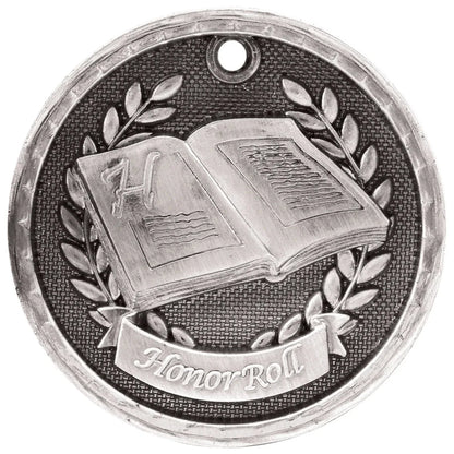 Antique Silver 2" 3D Honor Roll Medal