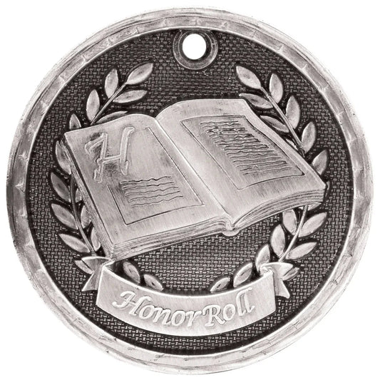 Antique Silver 2" 3D Honor Roll Medal
