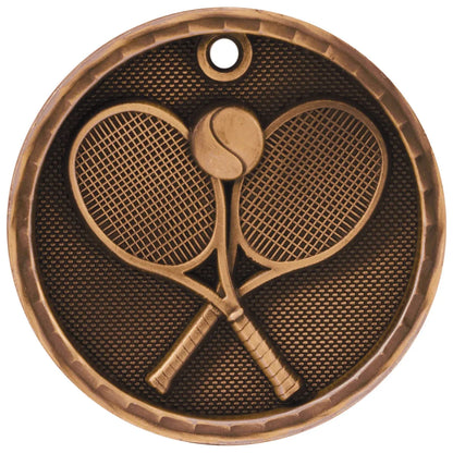 Antique Bronze 2" 3D Tennis Medal