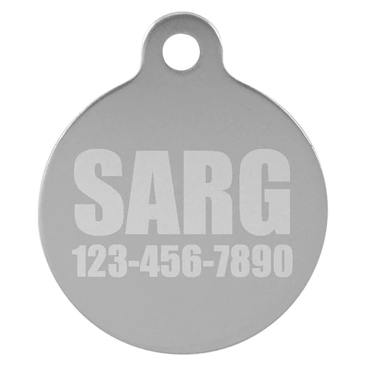 Silver 1" Laserable Anodized Aluminum Round Pet Tag with Tab