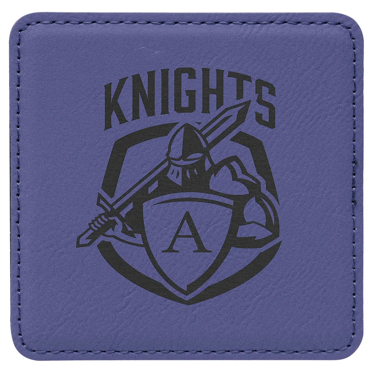 Purple 4" x 4" Square Laserable Leatherette Coaster