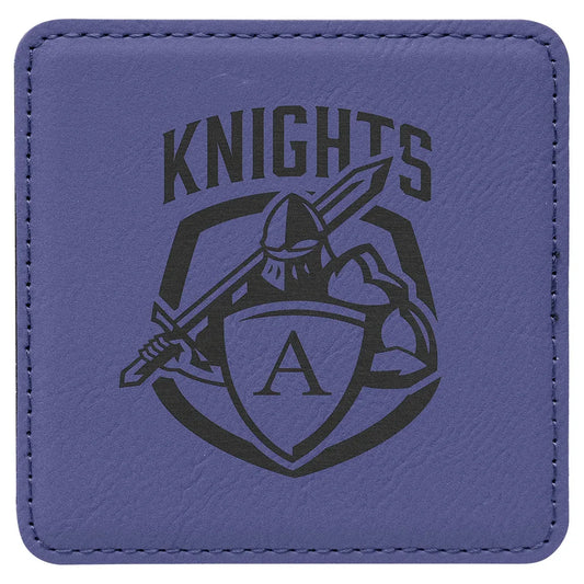Purple 4" x 4" Square Laserable Leatherette Coaster
