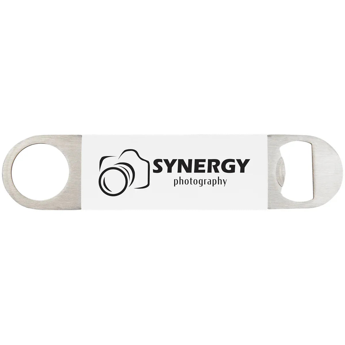 White Black 1 1/2" x 7" Bottle Opener with Silicone Grip