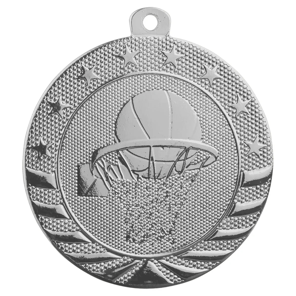 Bright Silver 2" Basketball Starbrite Medal