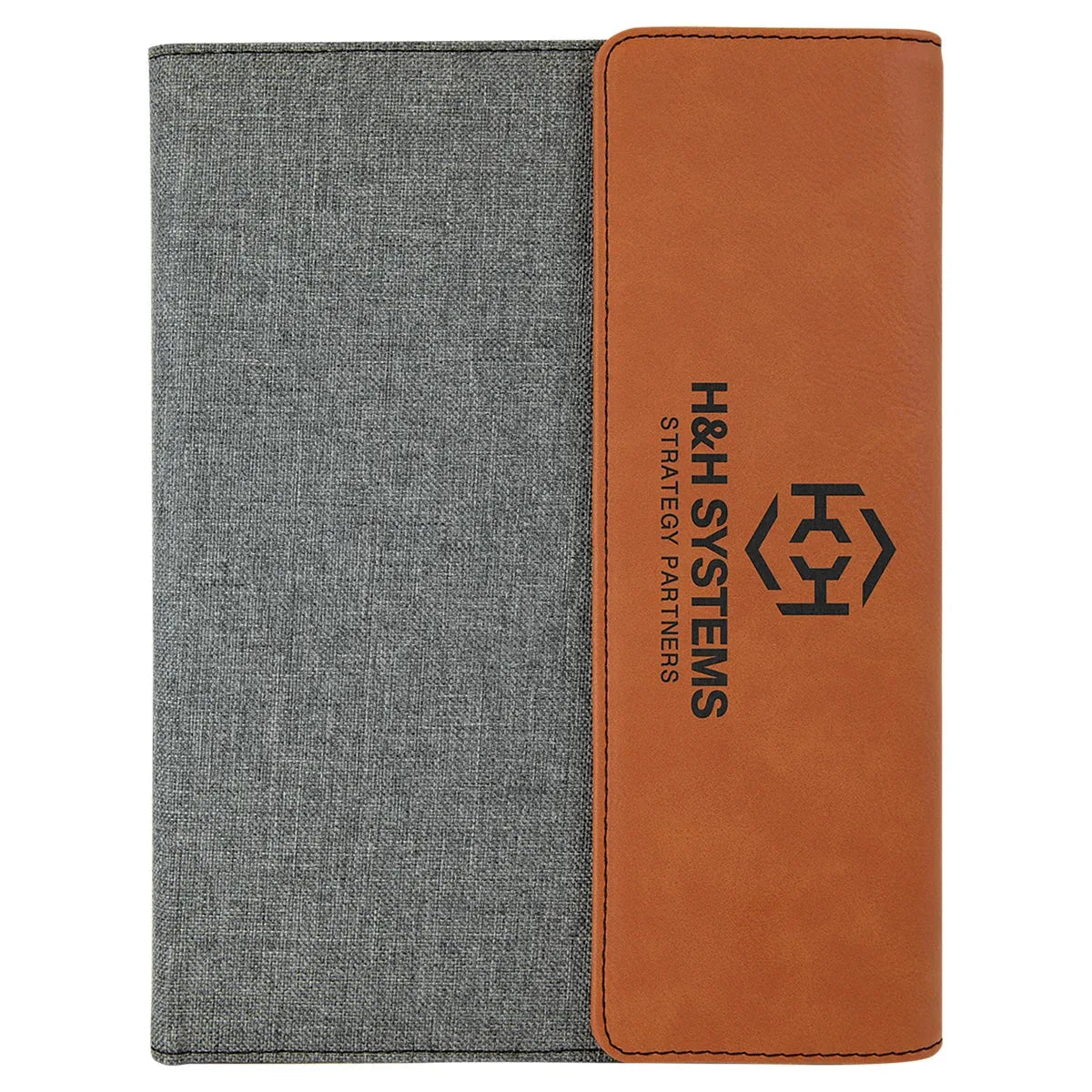 Rawhide Laserable Leatherette / Gray 7" x 9" Canvas Portfolio with Notepad