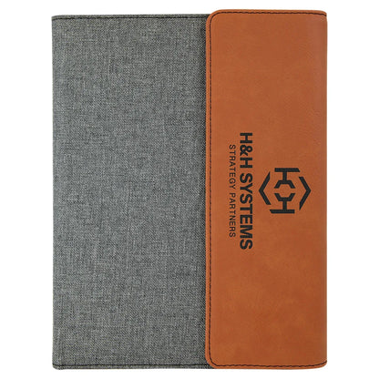 Rawhide Laserable Leatherette / Gray 7" x 9" Canvas Portfolio with Notepad
