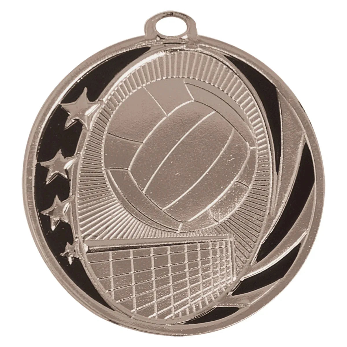 Bright Silver 2" Volleyball Laserable MidNite Star Medal