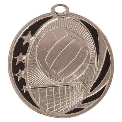 Bright Silver 2" Volleyball Laserable MidNite Star Medal