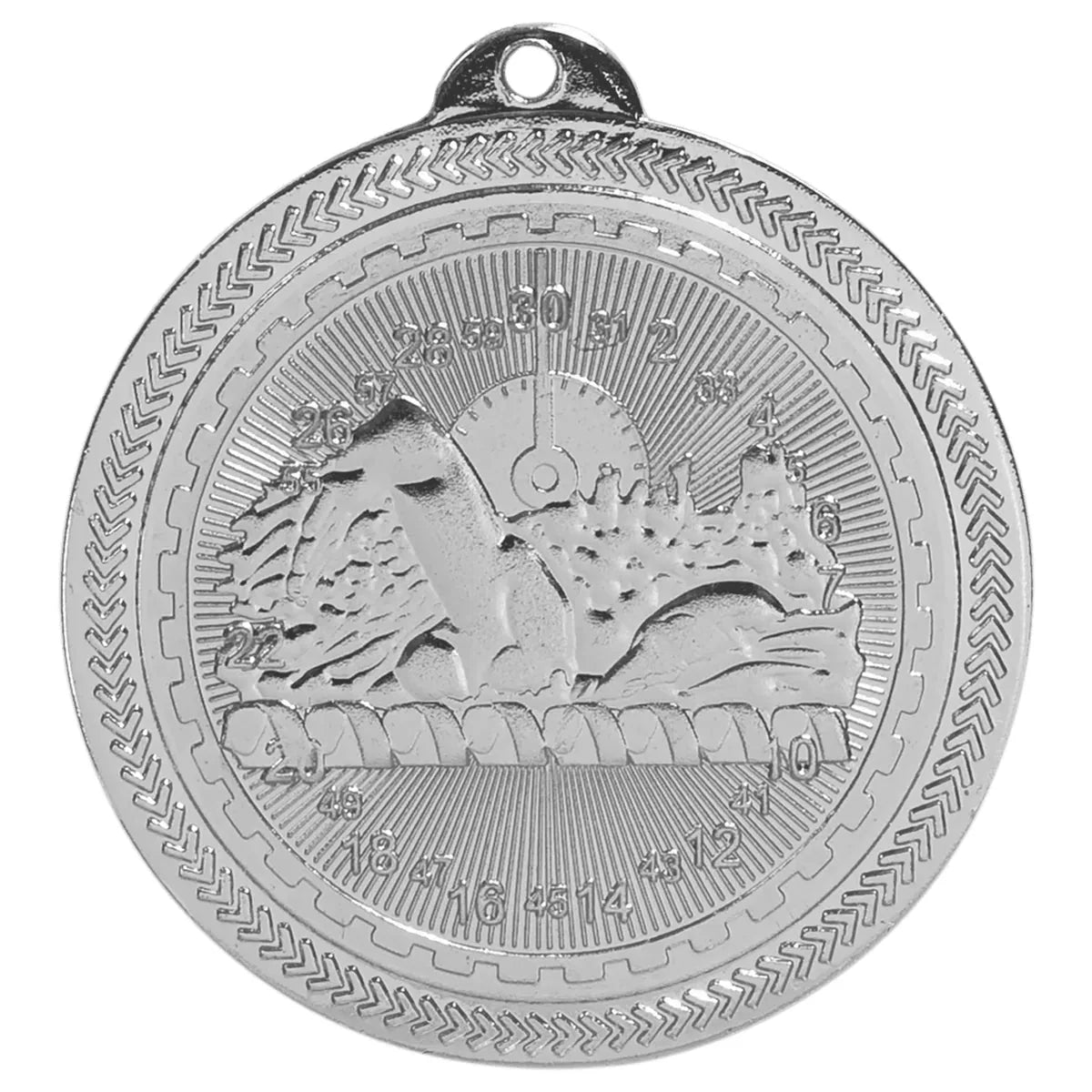Bright Silver 2" Swimming Laserable BriteLazer Medal