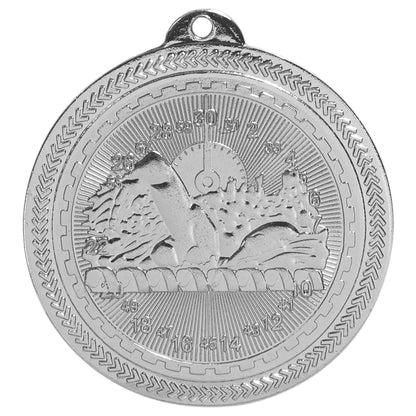 Bright Silver 2" Swimming Laserable BriteLazer Medal