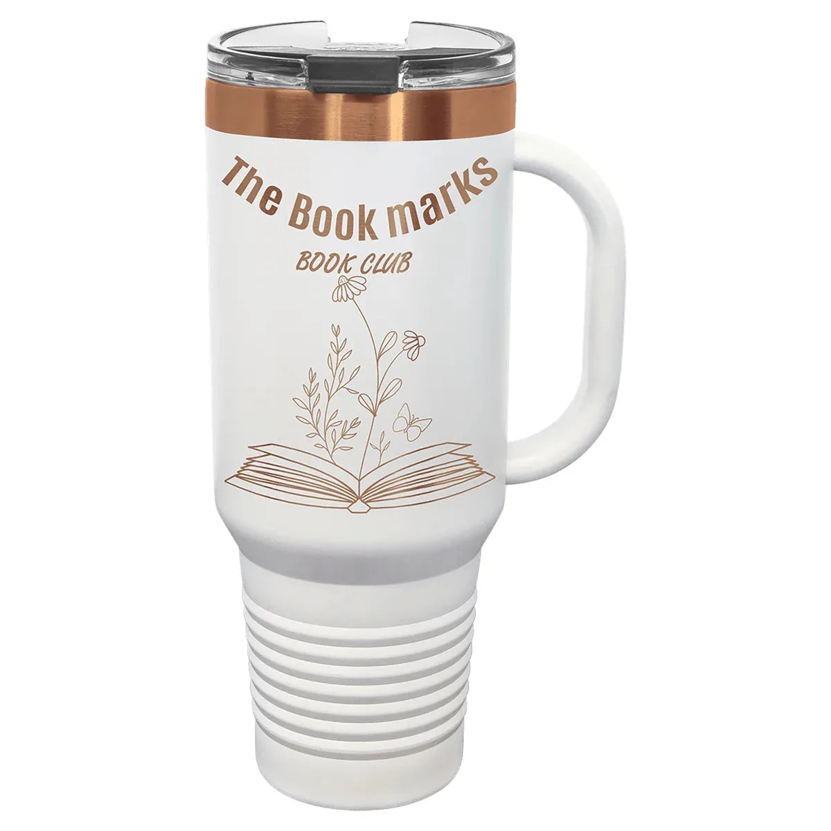 White/Rose Gold Polar Camel 40 oz. Travel Mug with Handle & Straw