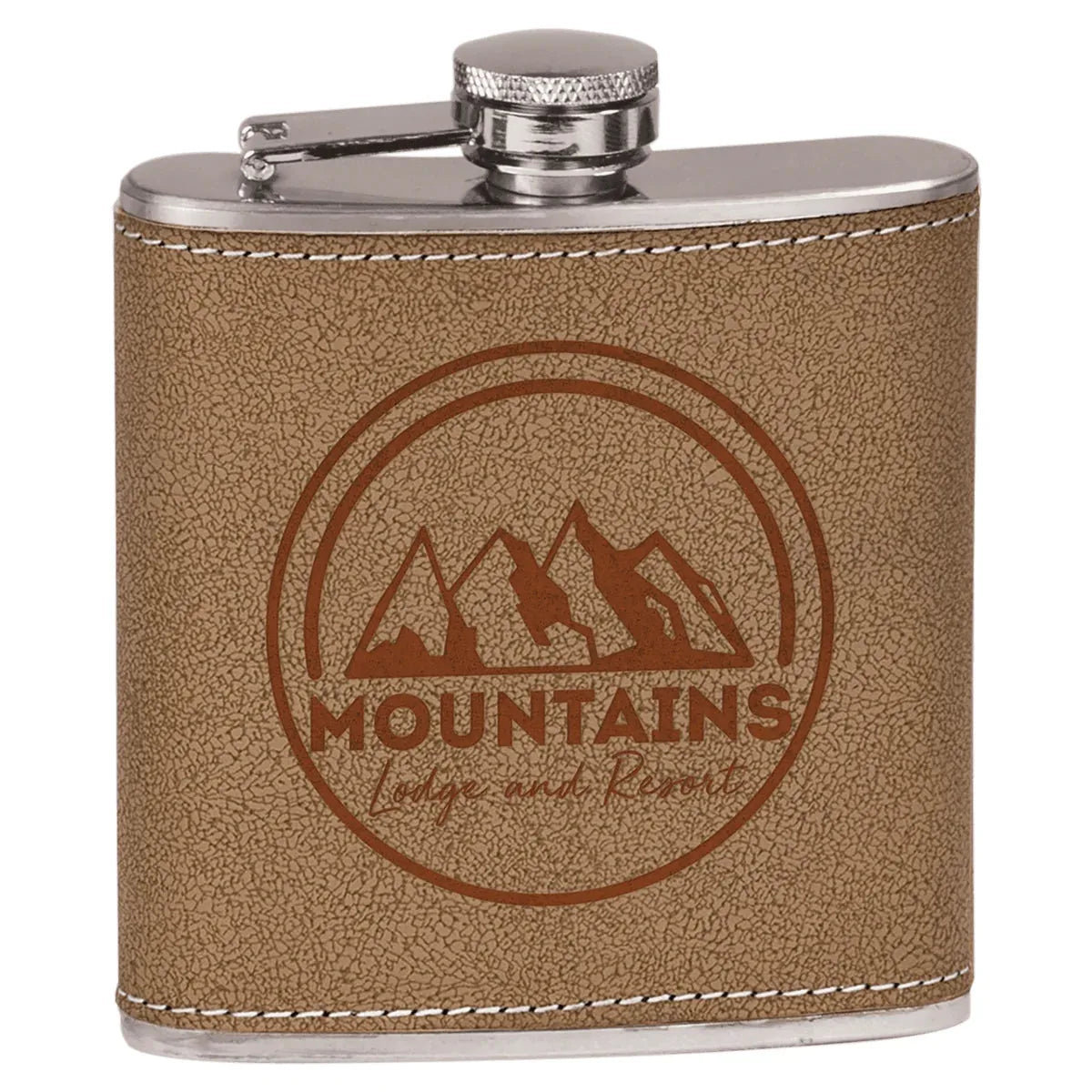 Stainless Steel 6 oz. Leather Laserable Flask