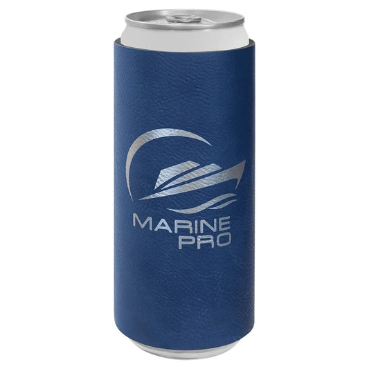 Blue/Silver Laserable Leatherette Slim Beverage Holder