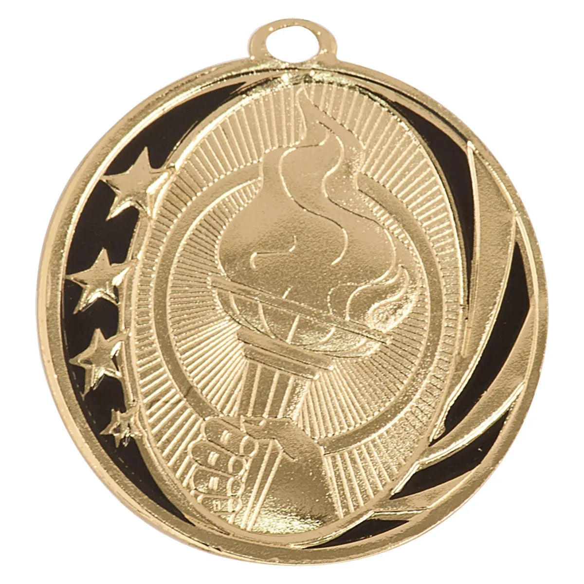 Bright Gold 2" Torch Laserable MidNite Star Medal