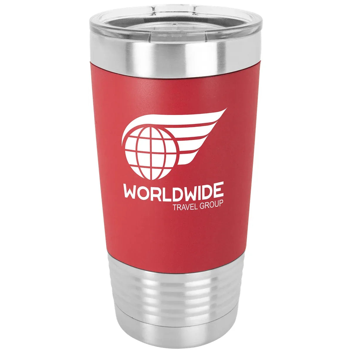 Red White Polar Camel 20 oz. Tumbler with Silicone Grip and Clear Lid