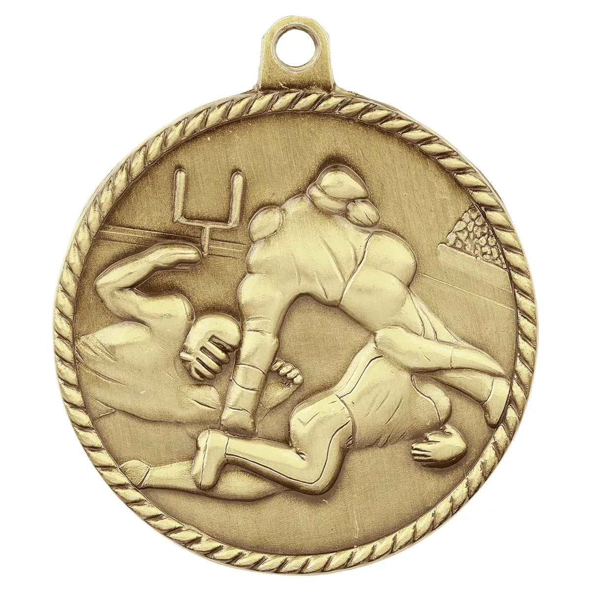 Antique Gold 2" Football High Relief Medal