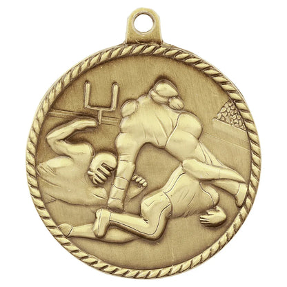 Antique Gold 2" Football High Relief Medal