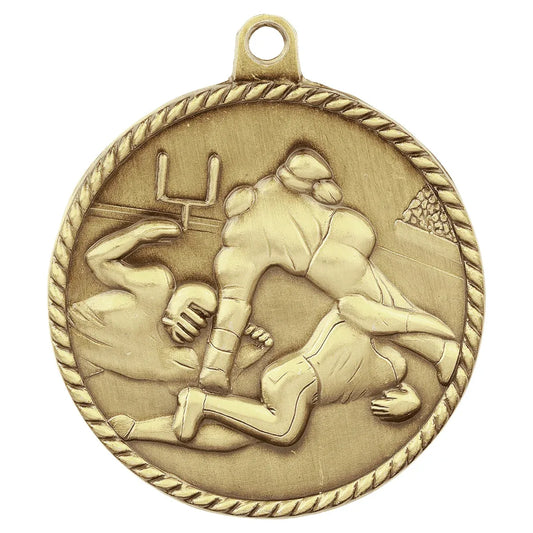 Antique Gold 2" Football High Relief Medal