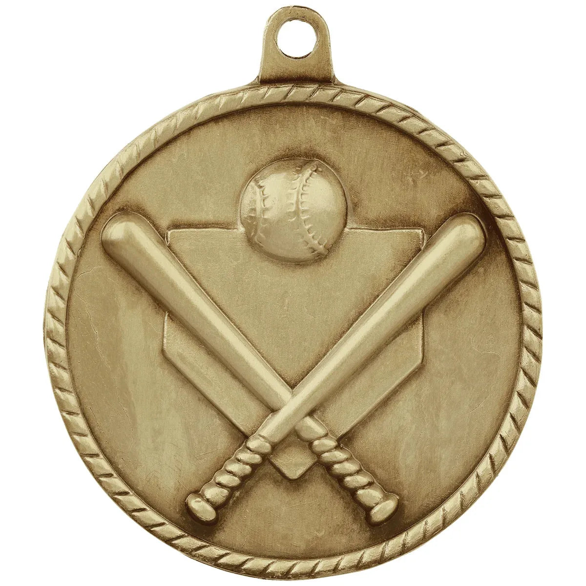 Antique Gold 2" Baseball/Softball High Relief Medal