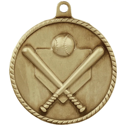 Antique Gold 2" Baseball/Softball High Relief Medal