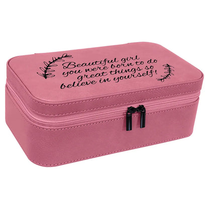 Pink 7 1/2" X 4 1/2" Laserable Leatherette Jewelry Box