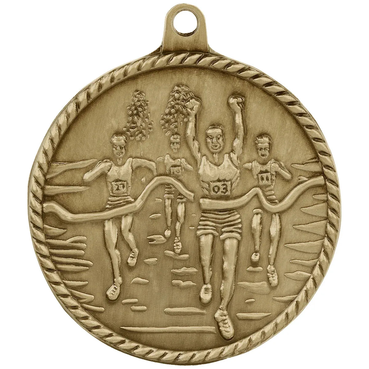 Antique Gold 2" Cross Country High Relief Medal