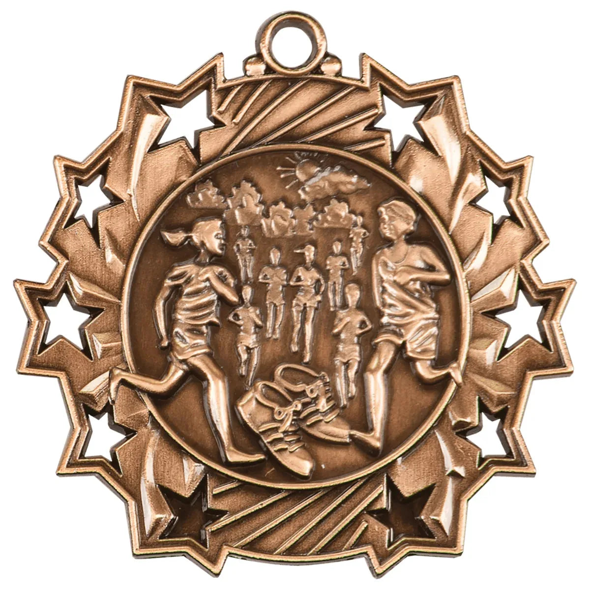 Antique Bronze 2 1/4" Cross Country Ten Star Medal