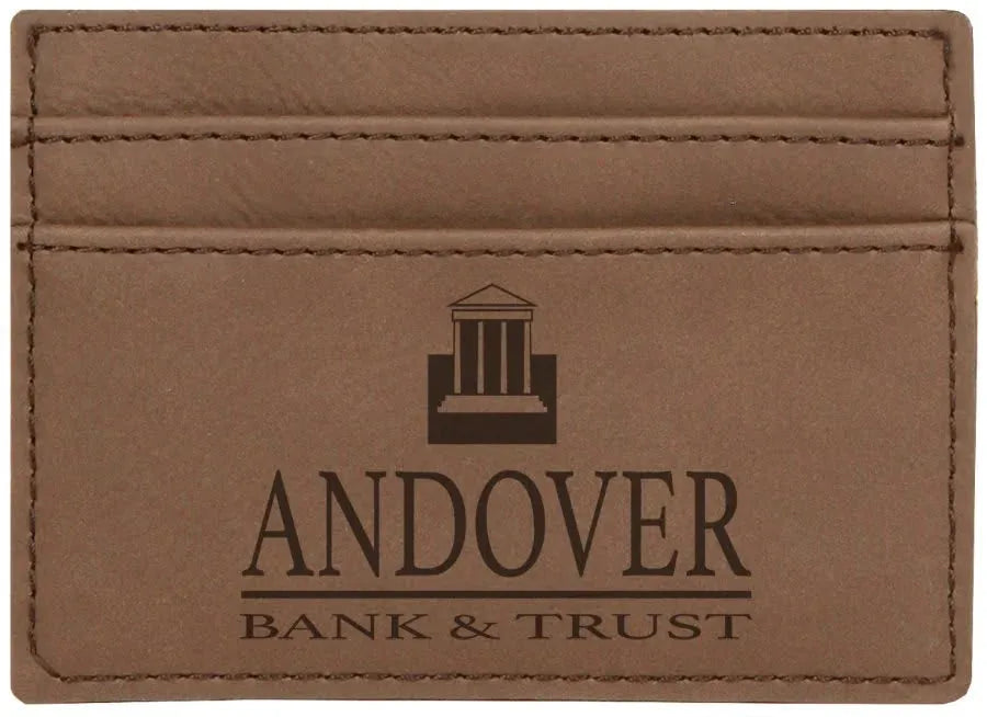 Dark Brown 4" x 2 3/4" Laserable Leatherette Wallet Clip