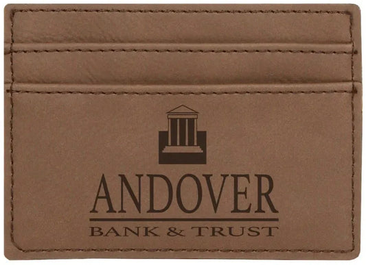 Dark Brown 4" x 2 3/4" Laserable Leatherette Wallet Clip