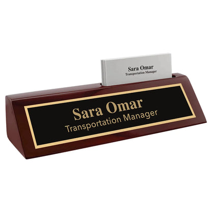 8 1/2" Rosewood Piano Finish Desk Wedge with Business Card Holder