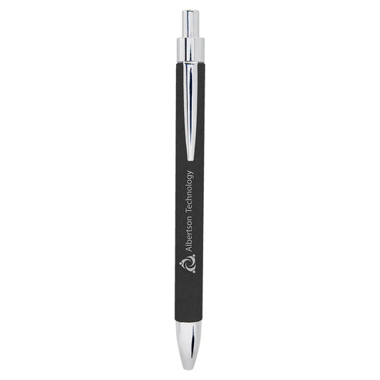 Black/Silver Laserable Leatherette Pen