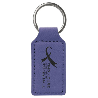 Purple 2 3/4" x 1 1/4" Laserable Leatherette Rectangle Keychain