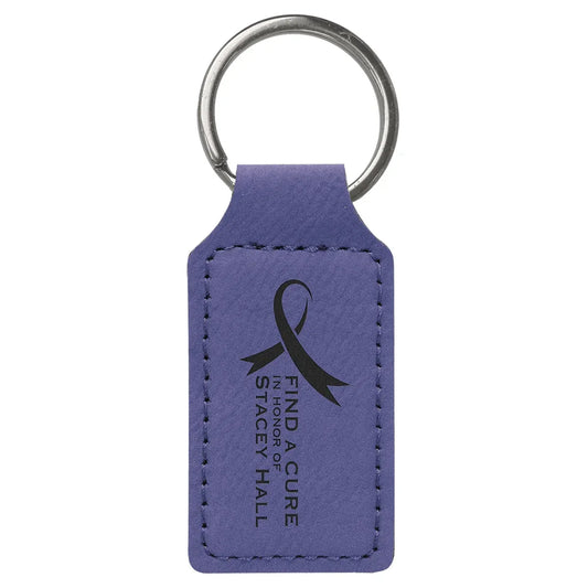 Purple 2 3/4" x 1 1/4" Laserable Leatherette Rectangle Keychain