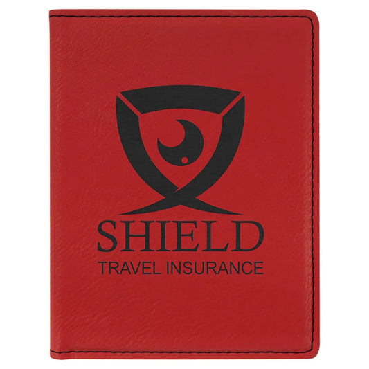 Red 4 1/4" x 5 1/2" Laserable Leatherette Passport Holder