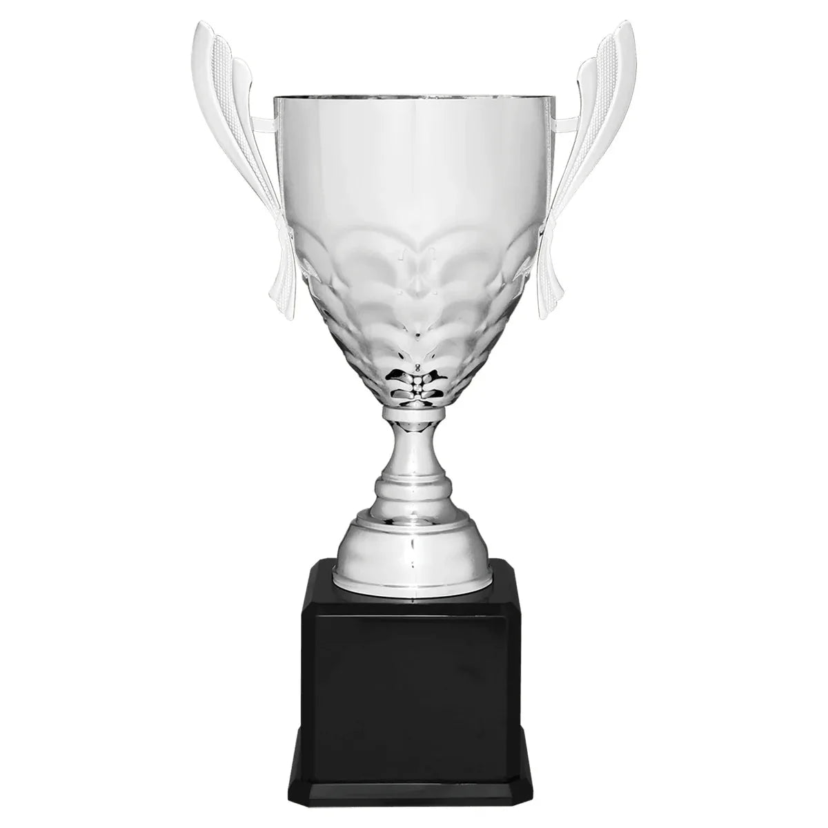 Silver Completed Metal Cup Trophy on Black Royal 25 1/4" Piano Finish Base
