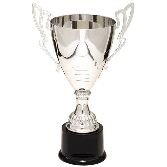 Silver 2 12" Completed Metal Cup Trophy on Plastic Base