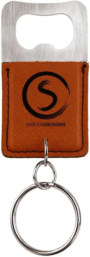 Rawhide Rectangle Laserable Leatherette Bottle Opener Keychain