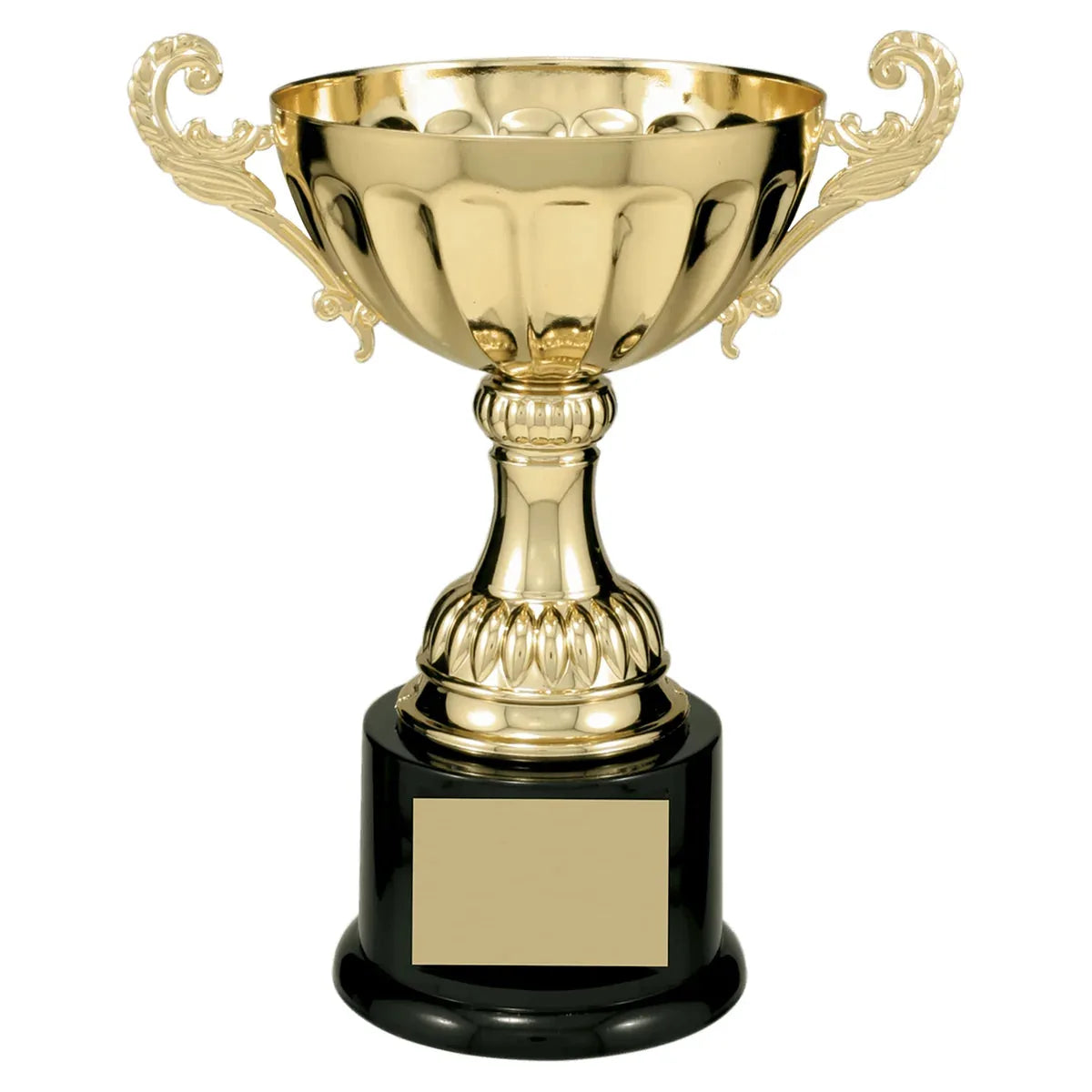 Gold 8 1/2" Completed Metal Cup Trophy on Plastic Base