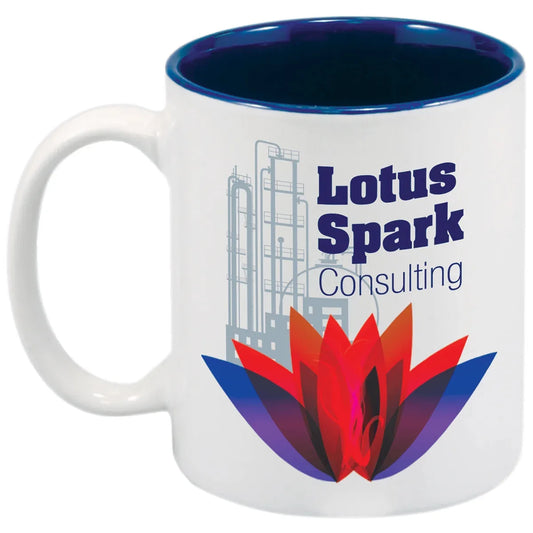 White Blue 11 oz. Sublimatable Ceramic Mug