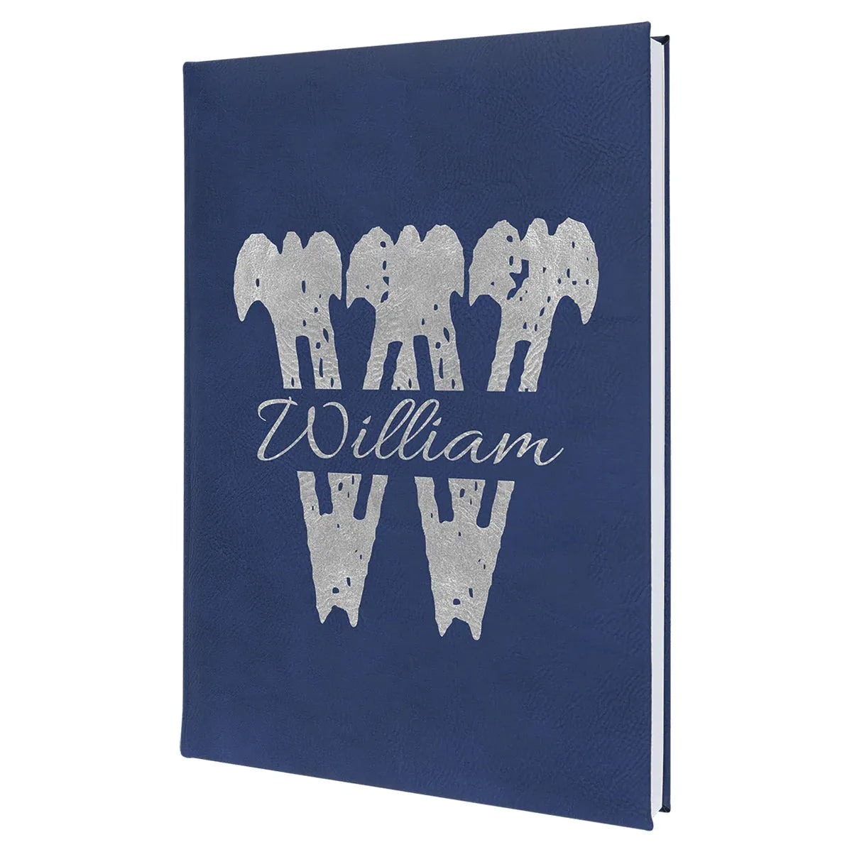 Blue/Silver 7" x 9 3/4" Laserable Leatherette Journal with Lined Notepad