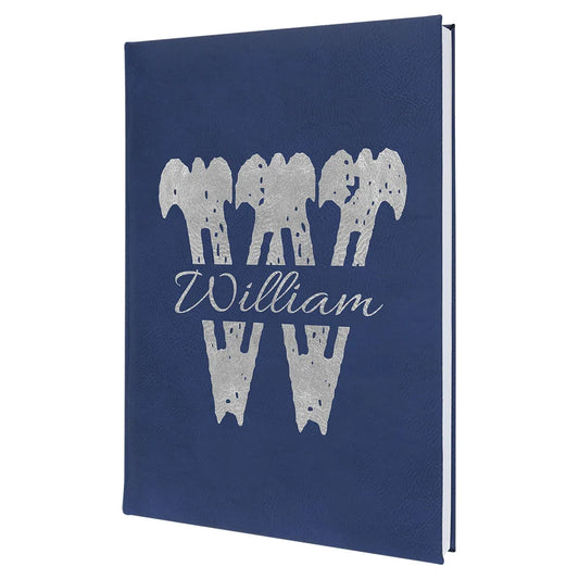Blue/Silver 7" x 9 3/4" Laserable Leatherette Journal with Lined Notepad