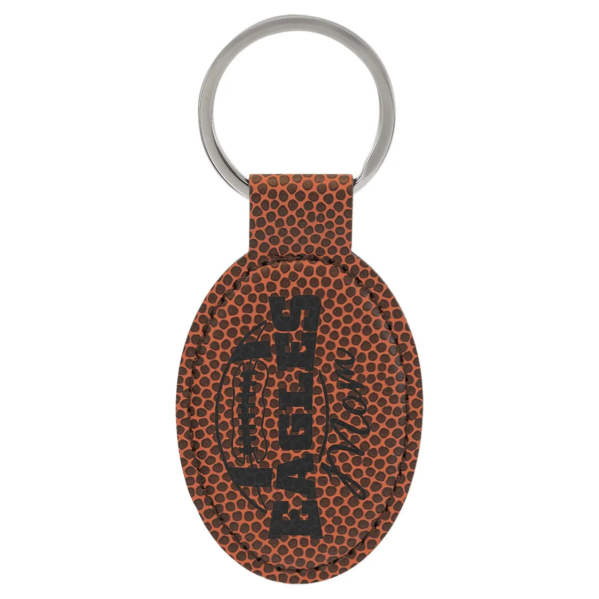 Football 3" x 1 3/4" Laserable Leatherette Oval Keychain